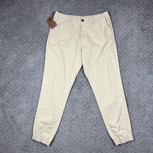 Bearbottom Pants Mens XL Khaki Stretch Jogger Chino Elastic Cuff Cotton Casual